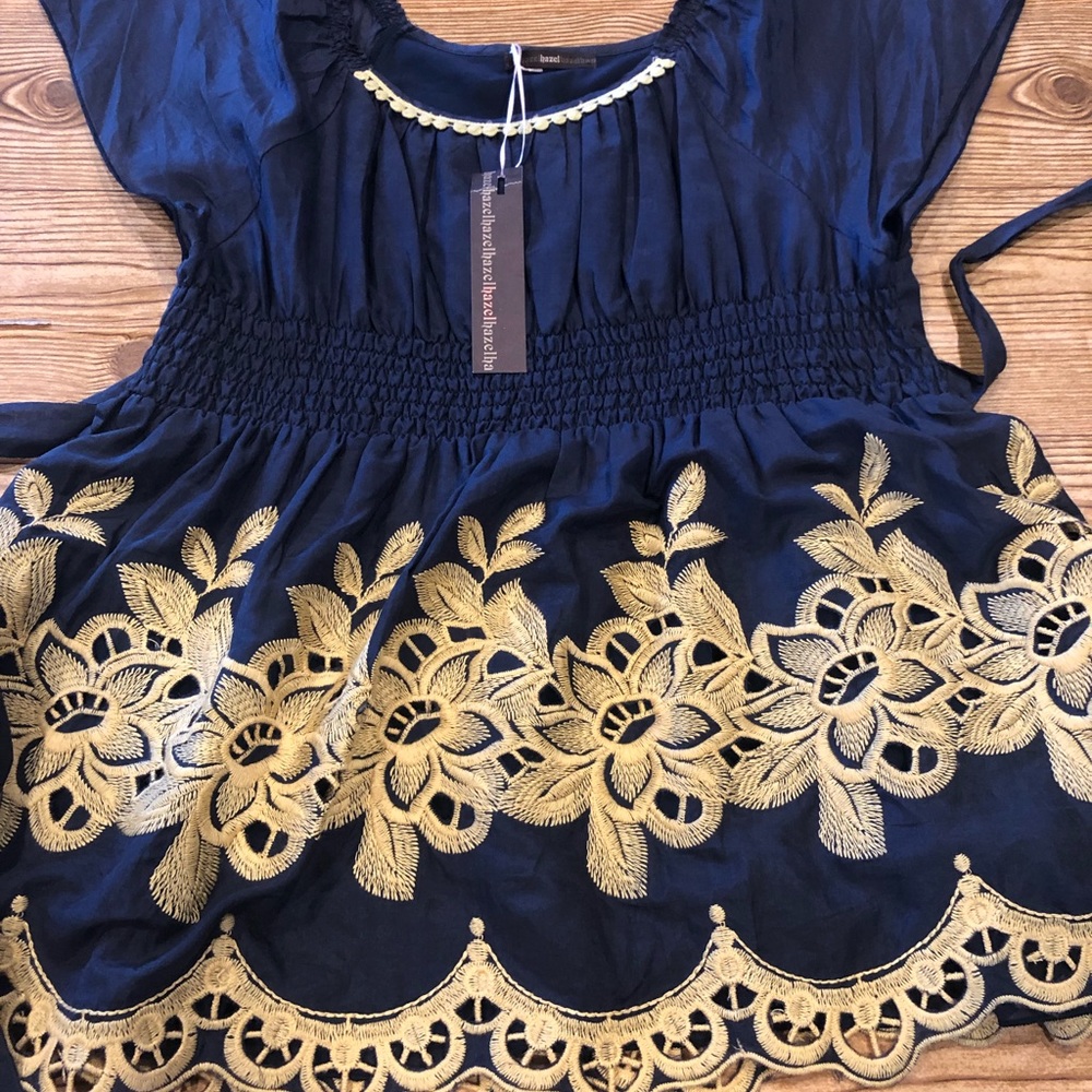 Small Hazel Silk Cotton gold embroidery